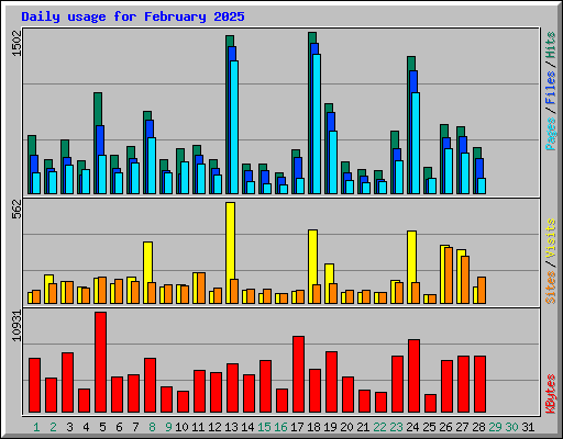 Daily usage for February 2025